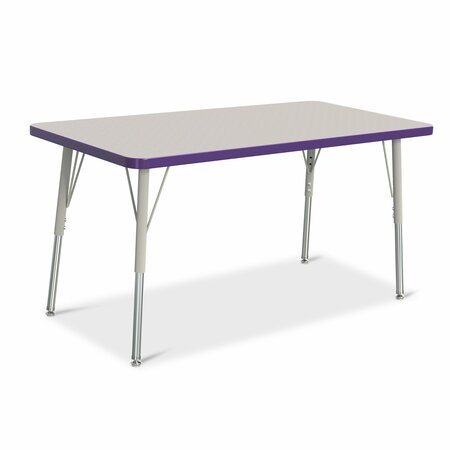 JONTI-CRAFT Berries Rectangle Activity Table, 24 in. x 48 in., A-height, Freckled Gray/Purple/Gray 6403JCA004